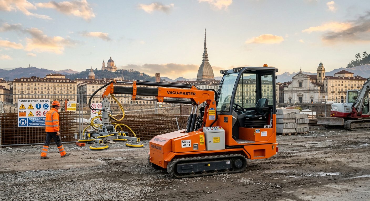 Attrezzatura per noleggio ventose pronta al cantiere a Torino — LeoneVentose